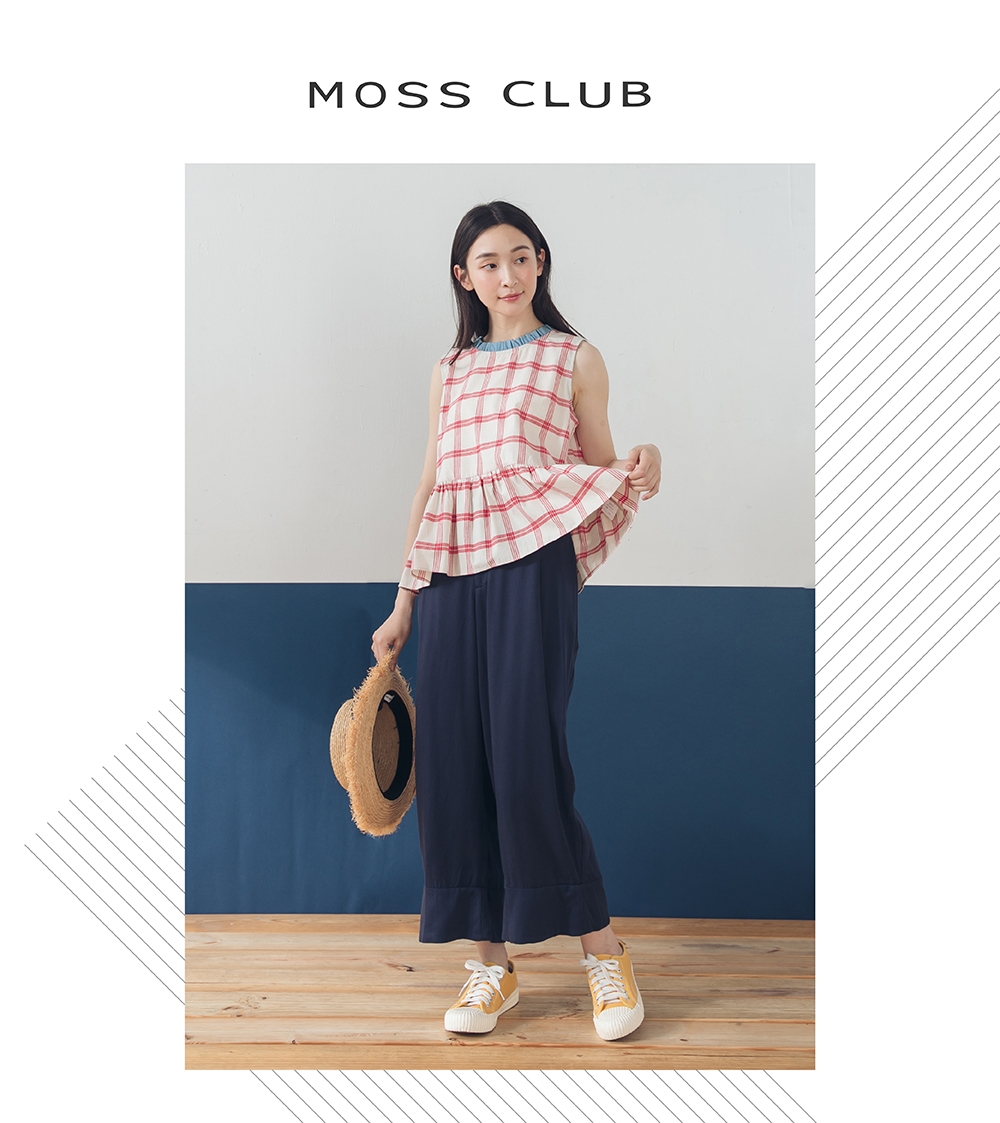 【MOSS CLUB】甜美格紋荷葉邊-襯衫(紅色)