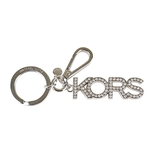 MK MICHAEL KORS CHARMS銀字LOGO鑲鑽設計吊飾鑰匙圈(銀)