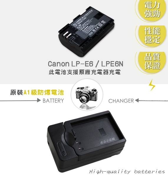 WELLY Canon LP-E6 / LPE6N 認證版 防爆相機電池充電組