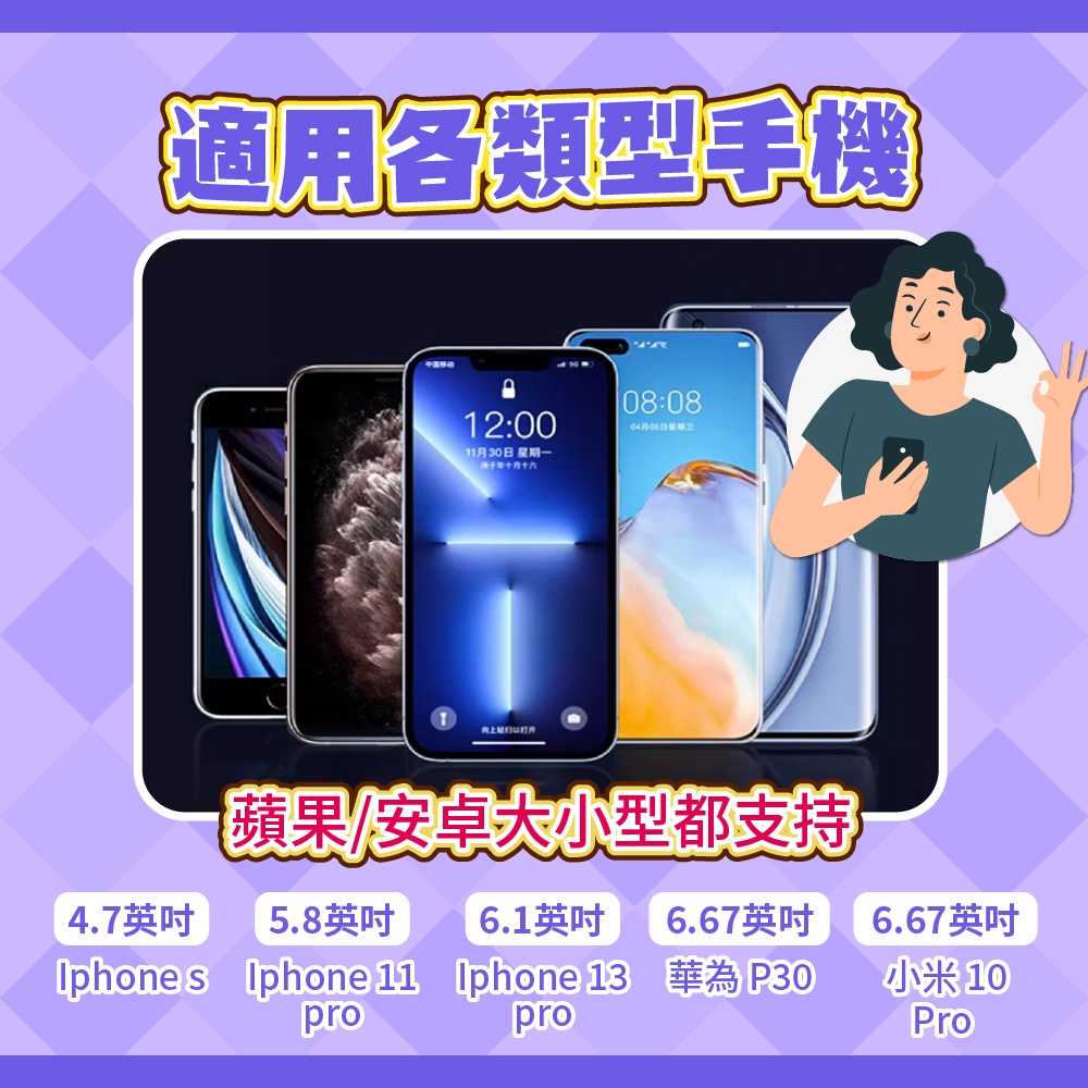 適用各類型手12:0030 星期一十六08:08月日蘋果安卓大小型都支持4.7英吋5.8英吋6.1英吋6.67英吋6.67英吋 Iphone 11proIphone 13華為 P30小米 10proPro