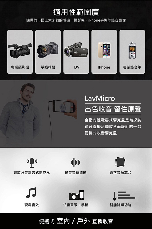 Saramonic楓笛 LavMicro 全向性電容式領夾式麥克風