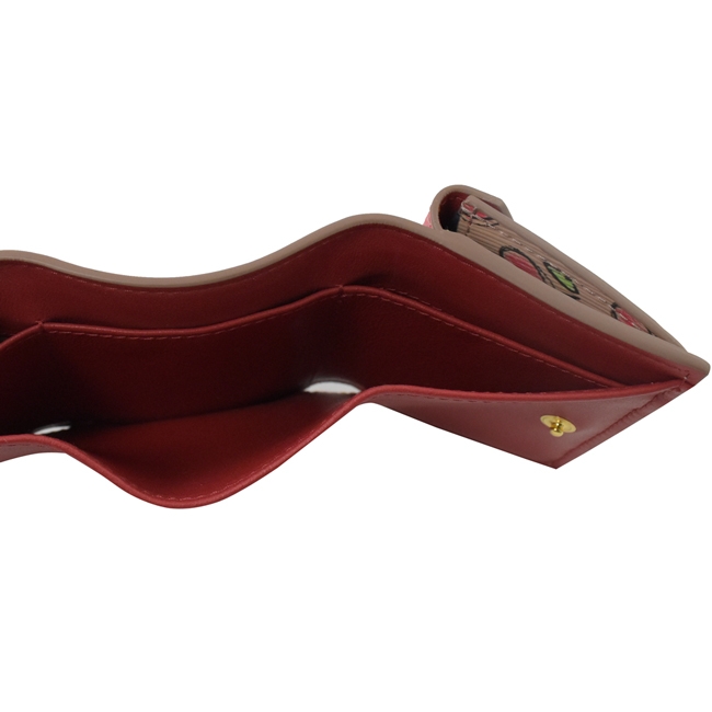 PRADA 金屬LOGO愛心圖案水波紋三折短夾(淡粉)