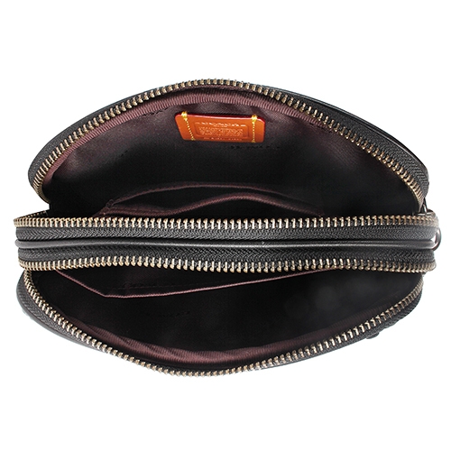 COACH 復古立體玫瑰貼花雙面素色兩用斜背包-銀藍/黑