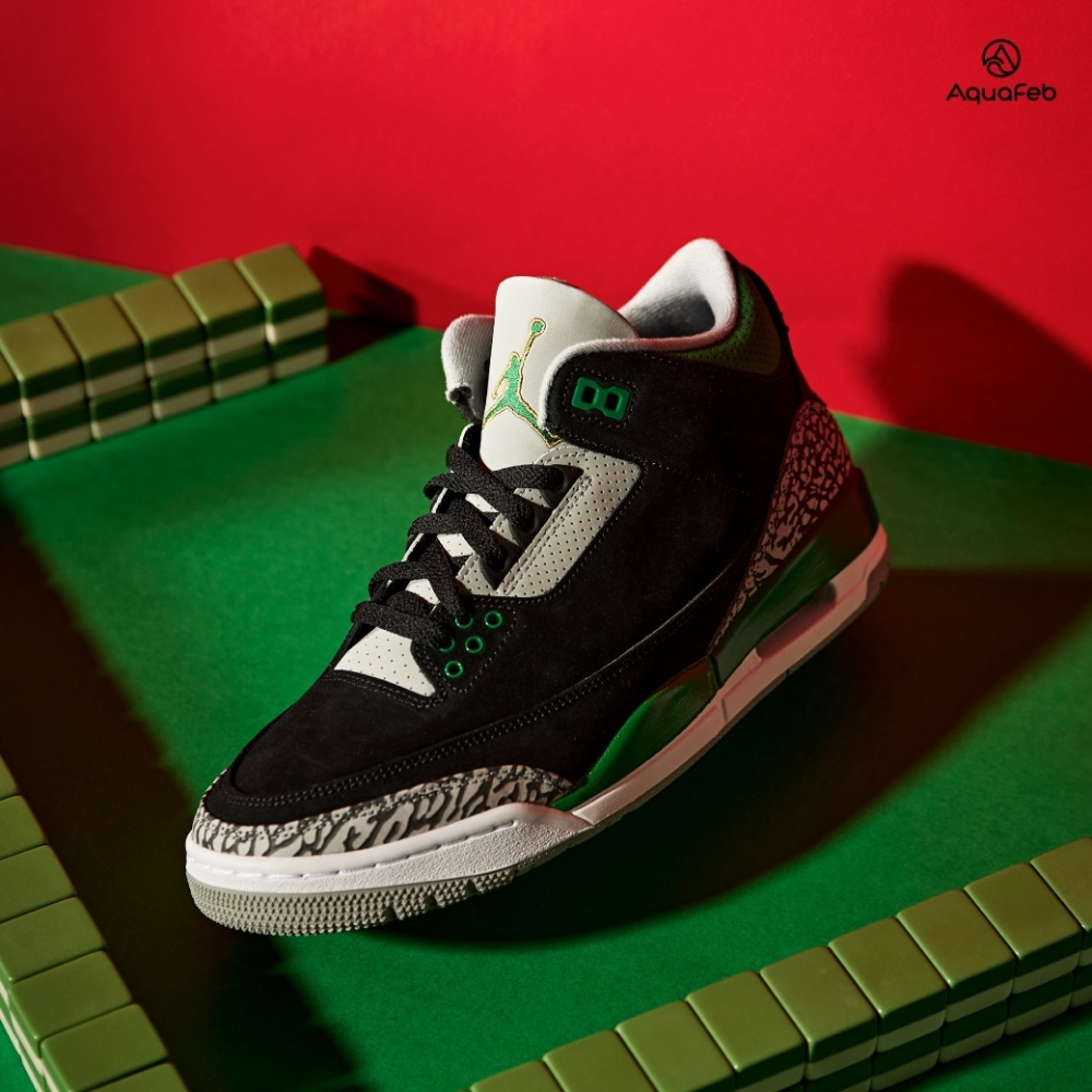 Nike Air Jordan 3 “Pine Green” 男鞋黑綠色爆裂紋AJ3 喬丹休閒鞋籃球