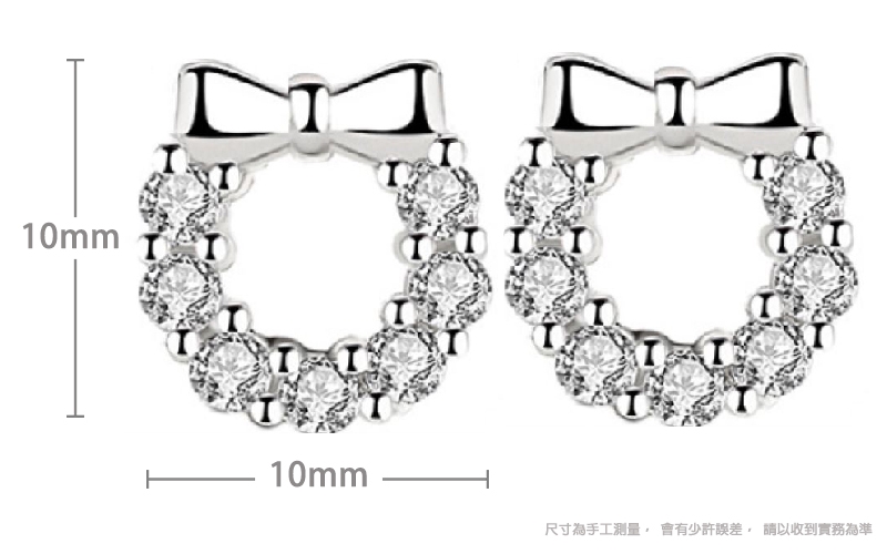 【ANPAN愛扮】S925純銀飾 蝴蝶結鏡面微鑽花圈耳針式耳環