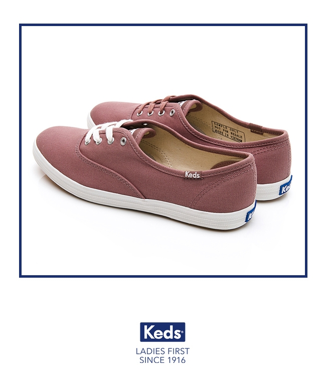 Keds CHAMPION 玩色經典綁帶休閒鞋-藕粉