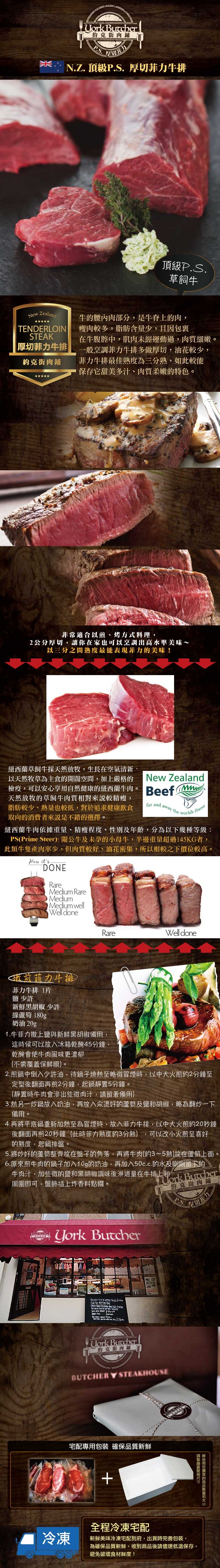 (滿額) 約克街肉舖 頂級紐西蘭PS草飼菲力牛排1包(250公克±10％/包)