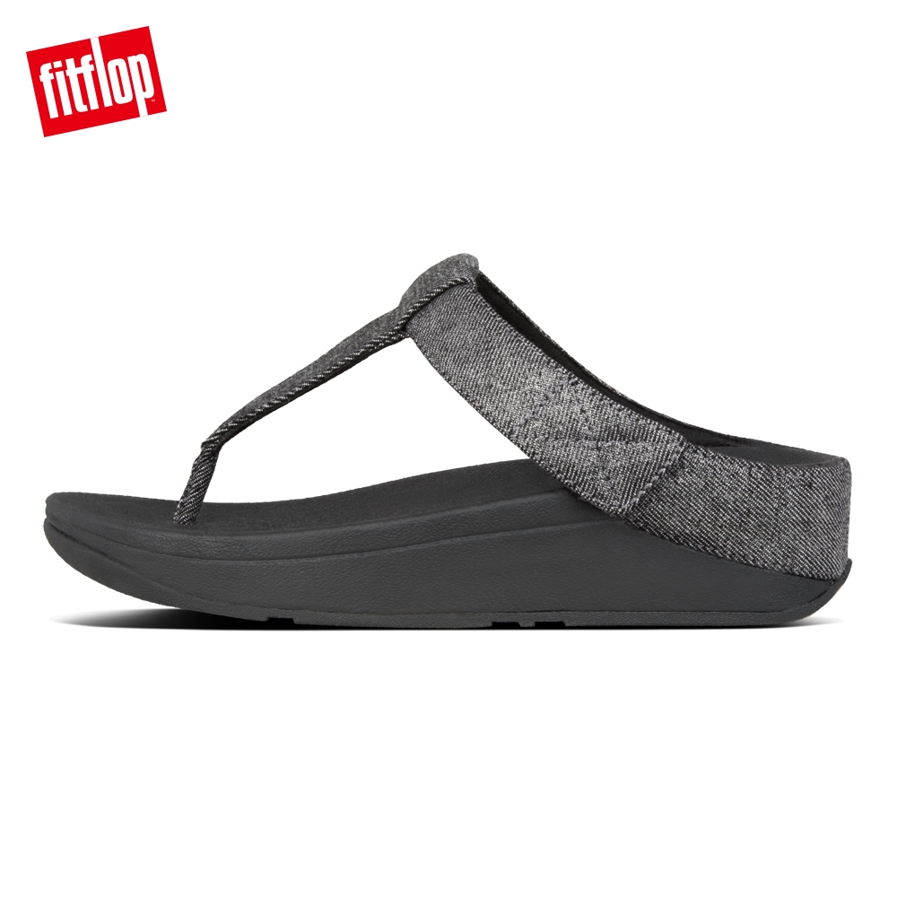 FitFlop MINA DENIM TOE THONGS 靚黑色