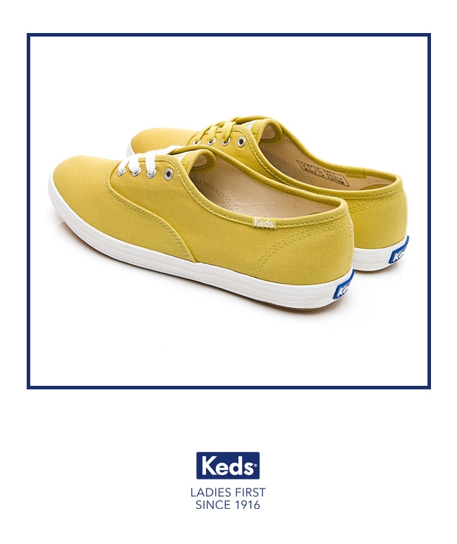 Keds CHAMPION 玩色經典綁帶休閒鞋-黃綠