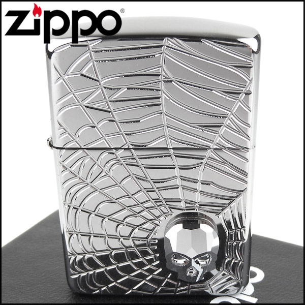 ZIPPO 美系~Spider Web Skull-蜘蛛網骷髏圖案設計(ARMOR裝甲)