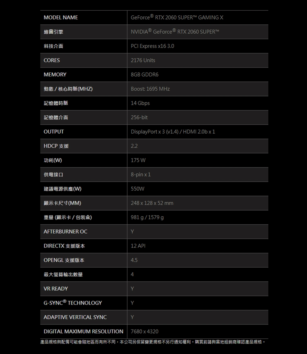 微星 RTX 2060 SUPER GAMING X+偉訓 GX-S 750W 金牌