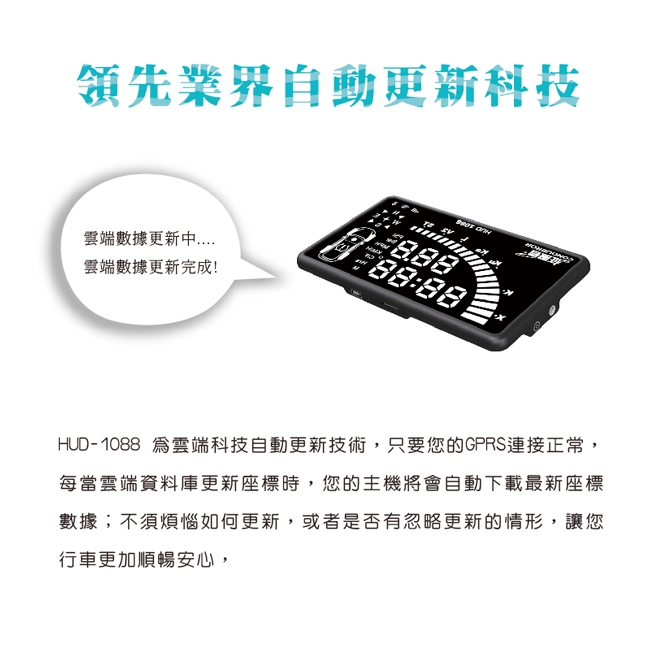 征服者 HUD-1088 全頻雷達 抬頭顯示測速器 單機版