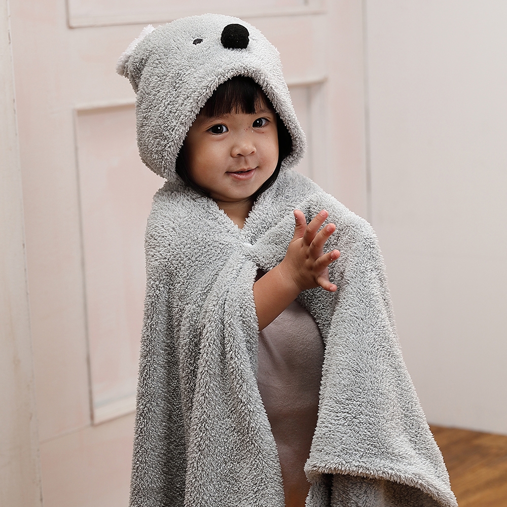 【MORINO摩力諾】動物造型速乾兒童連帽罩袍 披風 抱枕(無尾熊) 附提袋