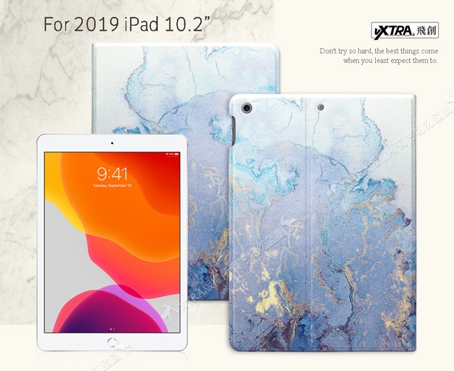 VXTRA 2019 iPad 10.2吋 大理石紋糖絲質感平板皮套 立架保護殼