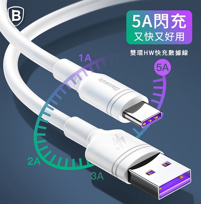 Baseus 倍思 雙環HW Type-C快充充電線200cm(2入)