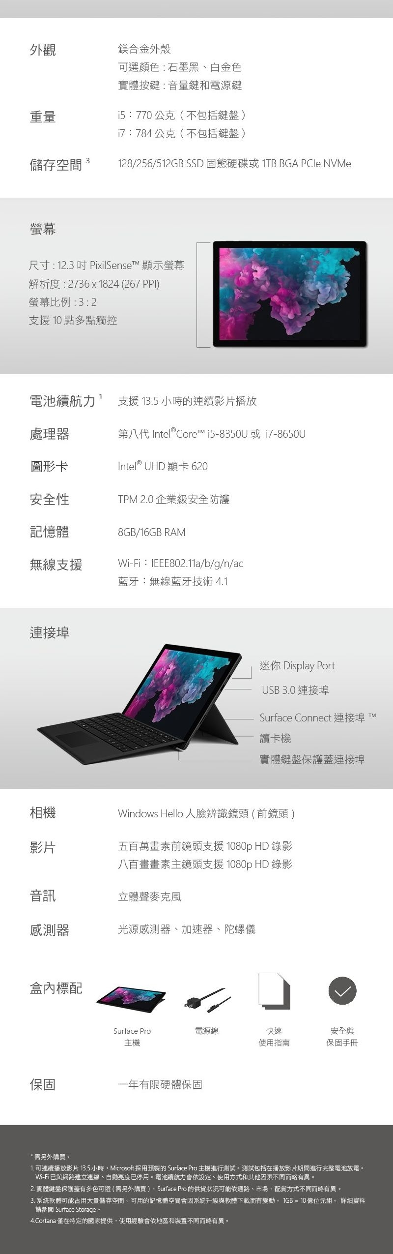 Microsoft Surface Pro 6 i5/8g/128g 商務版-送原廠鍵盤