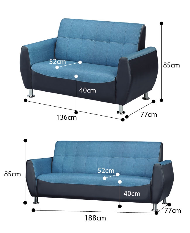 綠活居 費希 時尚雙色耐磨皮革沙發椅組合(1+2+3人座)