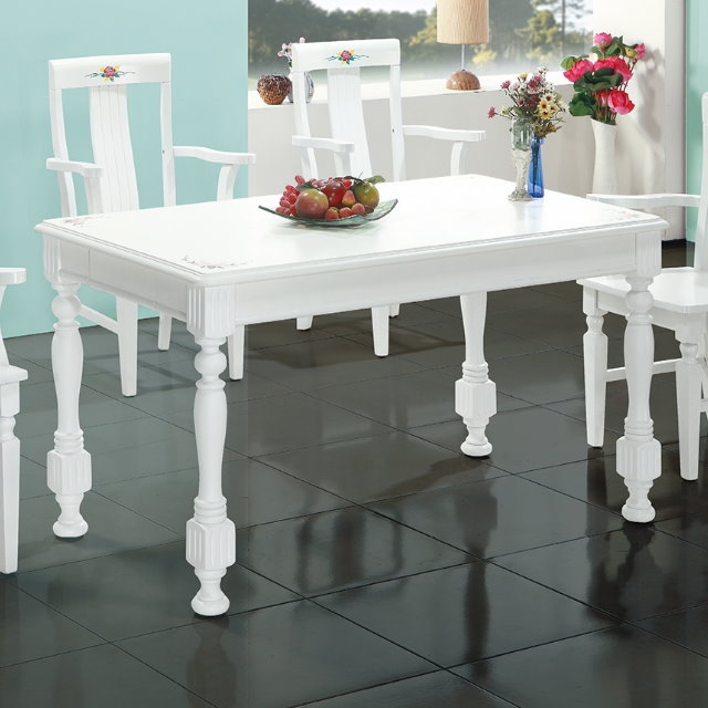 MUNA 亞諾4.6尺白色餐桌(1桌4椅) 138X80X75cm