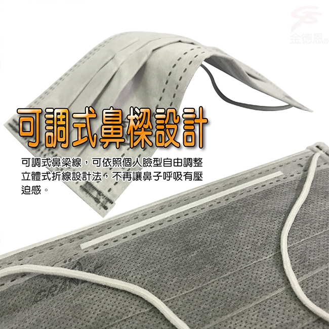 金德恩 台灣製造 高密度活性碳四層口罩(50片x4盒)