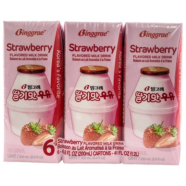 Binggrae 草莓味保久調味乳(200mlx6入)