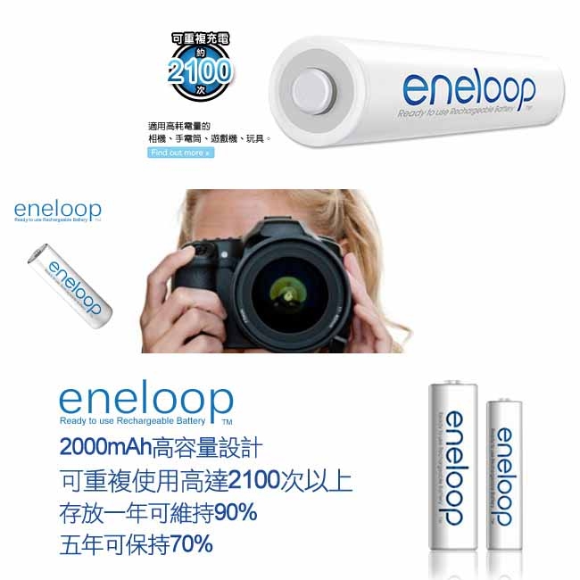 Panasonic-eneloop低自放3號鎳氫充電電池(4入)