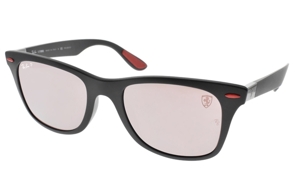 RAY BAN偏光太陽眼鏡 法拉利聯名款/霧黑-淺粉水銀#RB4195MF F602H2