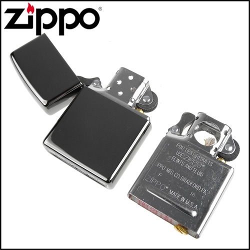 ZIPPO 美系~Black ice黑冰色鏡面打火機+煙斗機芯套組