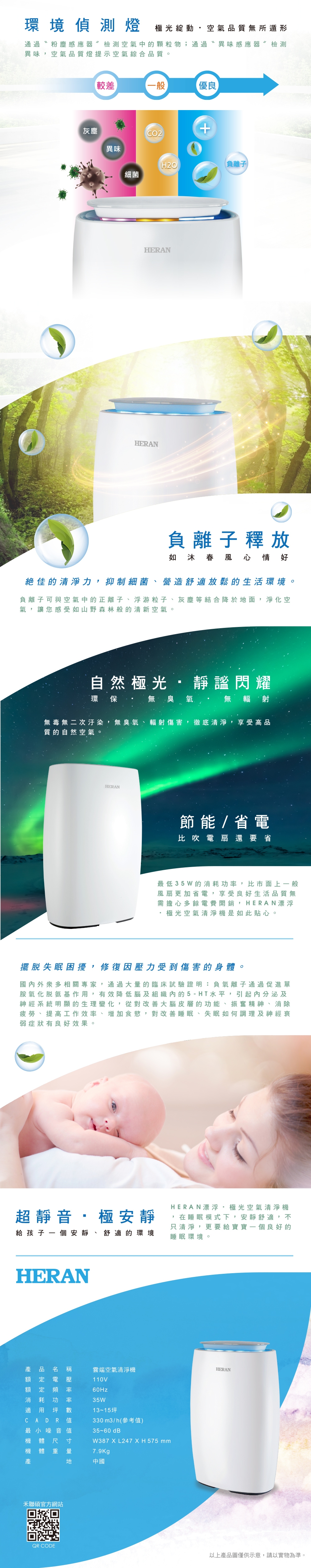 結帳驚喜價！HERAN禾聯 13-15坪 WIFI雲端智能抗敏空氣清淨機 HAP-330M1I