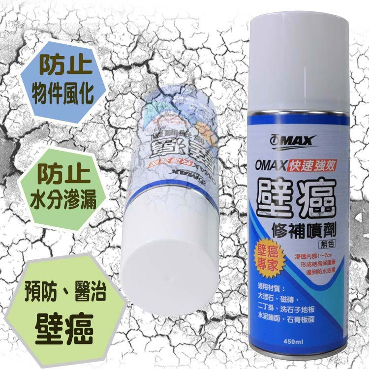 OMAX強效裂縫填補塑鋼噴劑+強效快速壁癌修補噴劑(組合包)-快