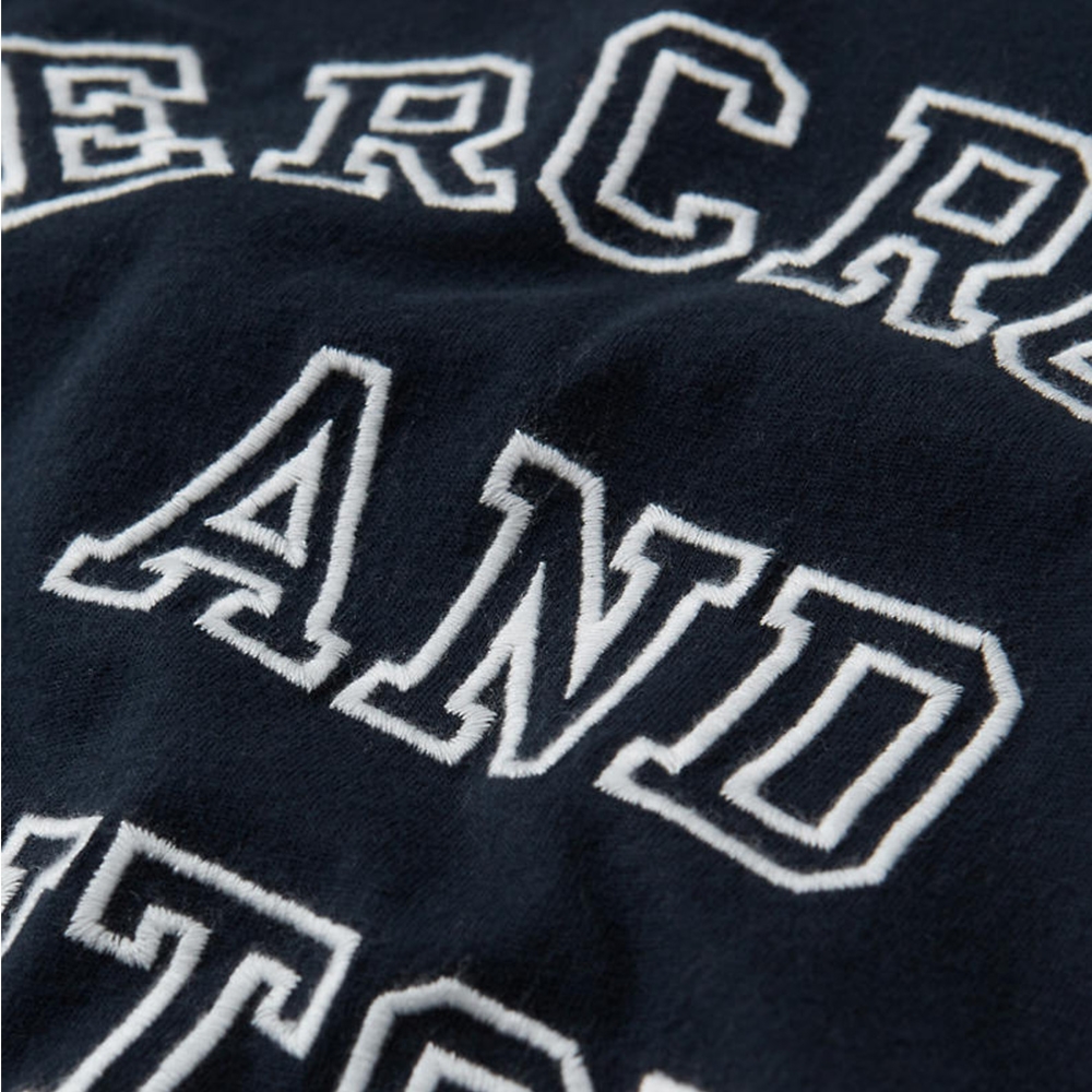 麋鹿 AF A&F 經典文字印刷短袖T恤(女)-深藍色