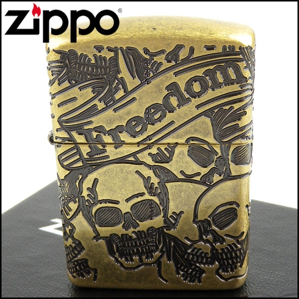 ZIPPO 美系~Freedom Skull-緞帶骷髏圖案設計(ARMOR裝甲)