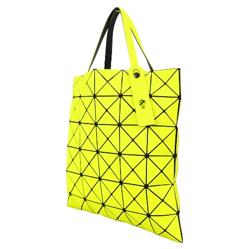 ISSEY MIYAKE 三宅一生 BAOBAO 斜紋三角方格6x6透光手提包-黃