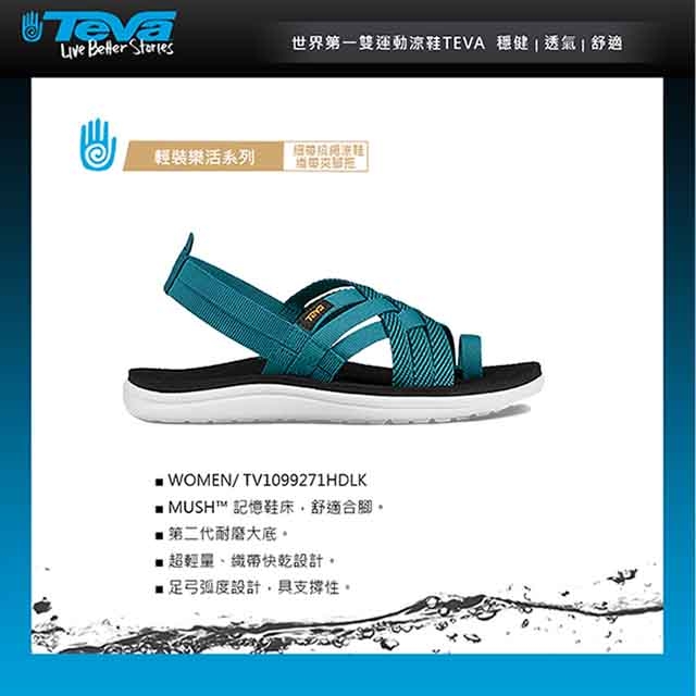 TEVA Voya Strappy 織帶涼拖鞋 湖水藍 女