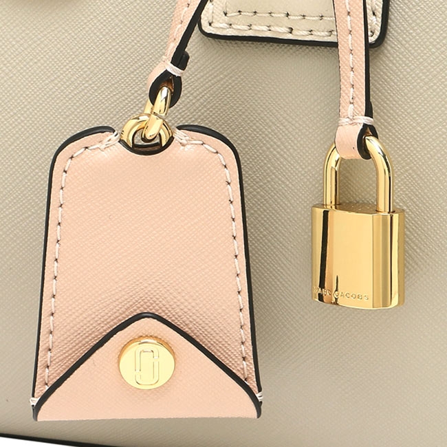 MARC JACOBS Logo Little Big Shot 撞色防刮皮革兩用包-米灰