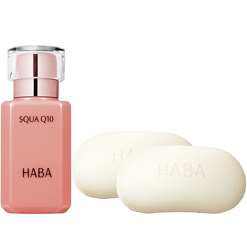 HABA 無添加主義 Q10賦活角鯊精純液(30ml)+純淨絹泡石皂(80g)*2