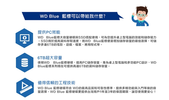 WD 威騰 藍標 1TB 3.5吋 7200轉 SATA3 硬碟(WD10EZEX)