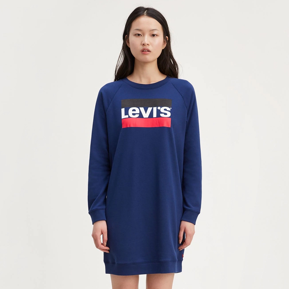 Levis 女款 大學T洋裝 復古Sportwear logo