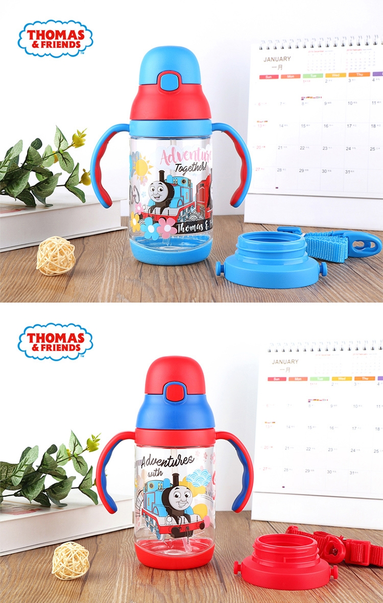【優貝選】湯瑪士 THOMAS 學習把手/水壺背帶 兩用式兒童吸管水壺350ML