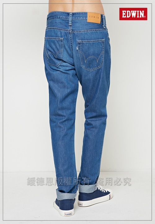 EDWIN 503 基本五袋式 窄直筒牛仔褲-男-中古藍