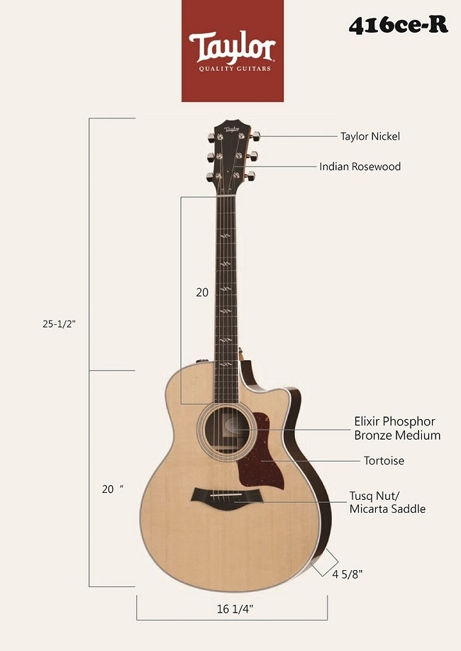 Taylor 416CE-R 電木吉他/ 贈原廠背帶+超值配件包