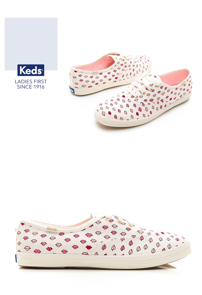 Keds x Kate Spade 聯名款 CHAMPION 嘴唇休閒鞋-白