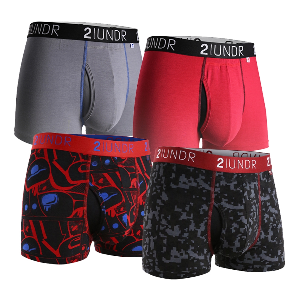 2UNDR 莫代爾吸排四角內褲(3吋)-暢銷多色4件組