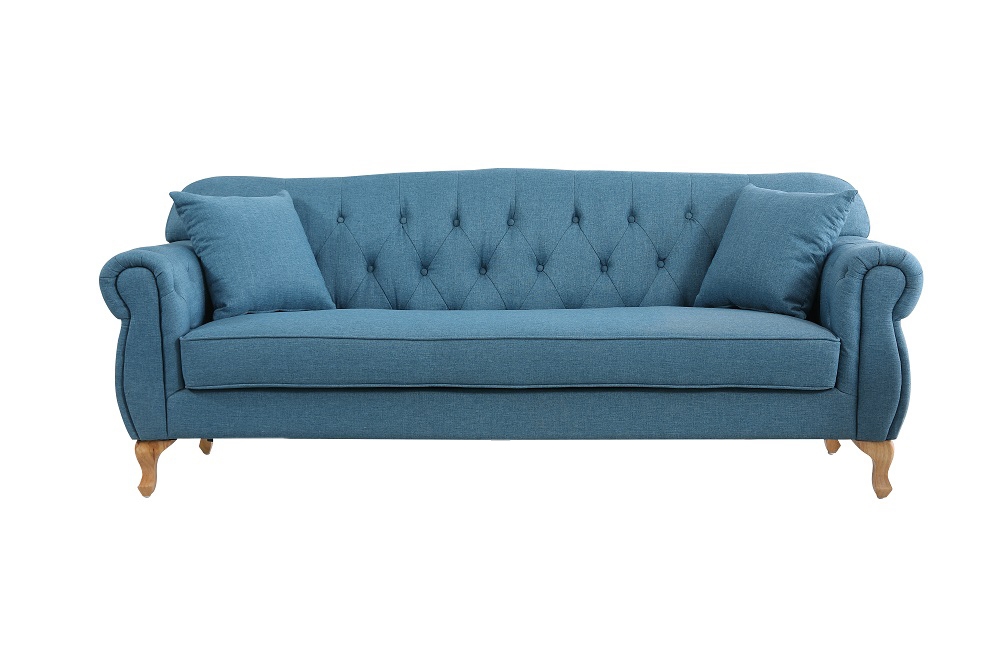 MUNA 米洛斯藍色三人布沙發 208X81X85cm