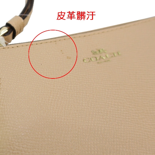 COACH 新款馬車燙金防刮 L 拉鍊手拿包(駝)(展示品)