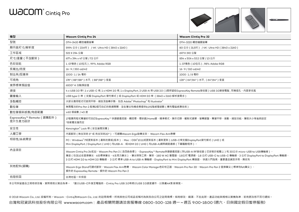 Wacom Cintiq Pro 24HD touch 專業液晶感壓繪圖板