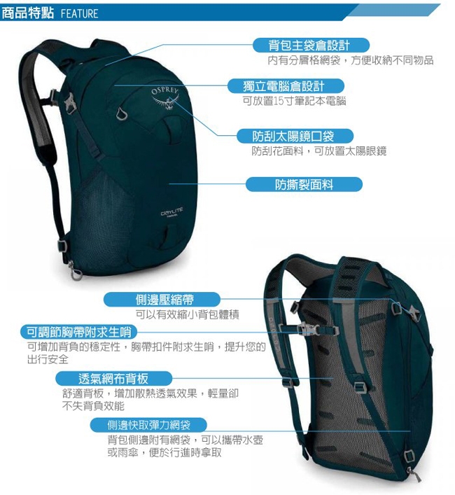 OSPREY Daylite Travel 24 超輕多功能隨身背包_汽油藍 R