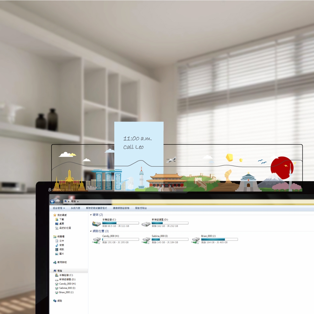 OSHI歐士 電腦螢幕留言備忘版-城市旅行-亞洲/MEMO夾/辦公用品/便利貼/留言板/