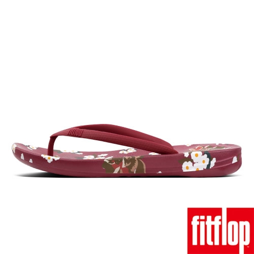 FitFlop IQUSHION印花夾腳涼鞋梅紅色