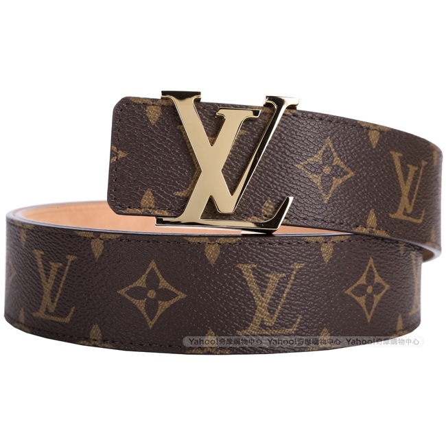 LV M9608T Initiales 40mm 經典字母金釦皮帶(咖啡色)