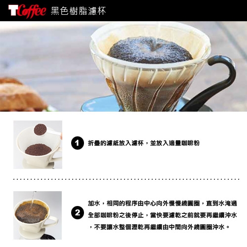 TCoffee HARIO-V60黑色樹脂濾杯咖啡壺組300ml